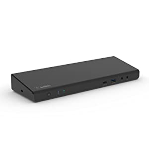 Belkin Triple Display DisplayLink Docking Station Hub with 3 HDMI Ports, 2 DisplayPorts, for Triple 4K Display with 85W Power Delivery, Gigabit Ethernet, 3.5mm Mic/Speaker, 1 USB C and 5 USB A Ports