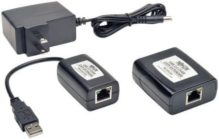 TRIPP LITE B203-101-PNP 1-Port USB 2.0 over Cat5 Cat6 Extender Hub Transmitter and Receiver,Black