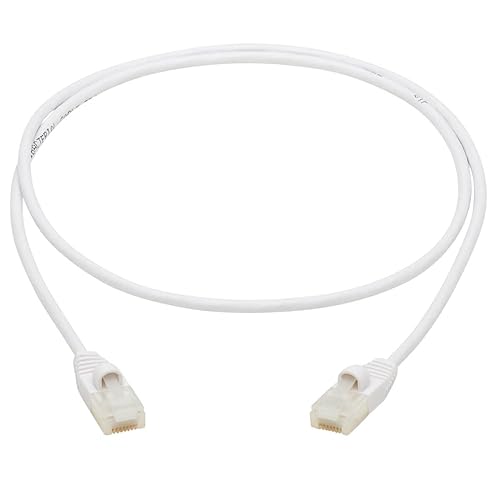 Tripp Lite, Safe-IT, Cat6a, 10G-Certified, Snagless, Flat, Antibacterial, Slim, UTP Ethernet Cable, (RJ45 M/M), White, 2 ft. (N261AB-S02-WH)
