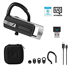 Epos Sennheiser Presence Grey UC (508342) - Dual Connectivity, Single-Sided Bluetooth Headset for Mobile Device &amp; Softphone/PC Connection, with Carrying Case and USB Dongle (Black)