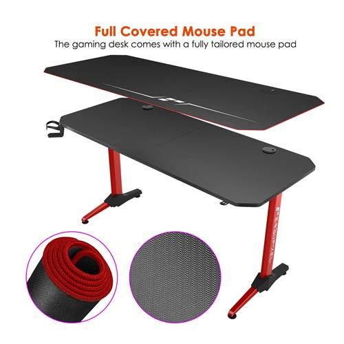 Gaming Desk Red with Cup & Headset