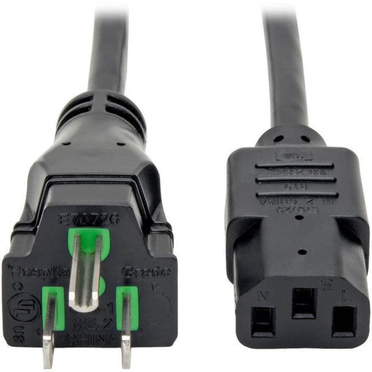 Tripp Lite 8ft Computer Power Cord Coiled Hospital Medical Cable 5-15P To C13 10A 18AWG 8' - P006-C08-HG10