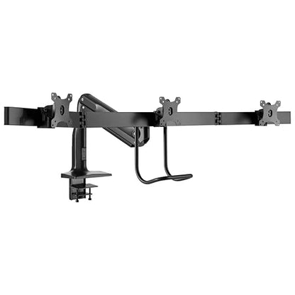TRIPP LITE DMPDT1732AM Safe-IT Precision-Placement Triple 17-32 inch Monitor Desktop Mount, 90-Degree Rotation, Cable Management Space, VESA-Compliant, 5-Year Warranty, 65.2"x23.5"x34.9", Black
