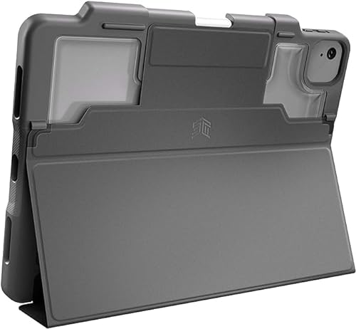 STM Dux Plus for iPad 10th Gen - Ultra Protective, Lightweight Rubberized Case with Clear Back, Storage for Apple Pencil Gen 1 with Magnetic Battery Saving On/Off Cover- Black