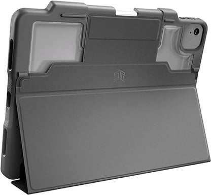 STM Dux Plus for iPad 10th Gen - Ultra Protective, Lightweight Rubberized Case with Clear Back, Storage for Apple Pencil Gen 1 with Magnetic Battery Saving On/Off Cover- Black