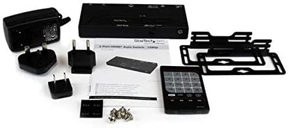 StarTech.com 2 Port HDMI Switch w/ Automatic and Priority Switching - 2 In 1 Out HDMI Selector with Automatic Priority Switching – 1080p (VS221HDQ),Black