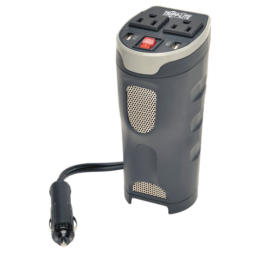 Tripp Lite Car Inverter Cup Holder 200W 12V DC To 120V AC 2 USB Charging Ports 2 Outlets - PV200CUSB