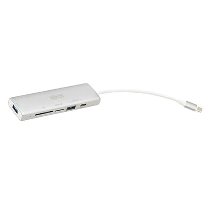 Tripp Lite USB-C 3.1 Multiport Adapter for Data Transfer (2 USB-A, 1 USB-C, SD, Micro SD), Thunderbolt 3, USB 3.1 Gen 1, 5 Gbps, Silver (U460-002-2AM-C1)