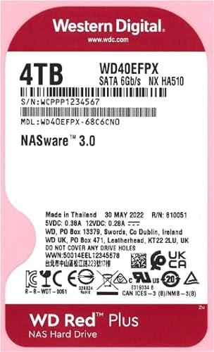 Western Digital Red Plus WD40EFPX Internal Hard Drive 3.5 4000 GB Serial ATA III