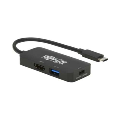 Tripp Lite U444-06N-H4UBC2 USB-C Multiport Adapter - HDMI 4K 60 Hz, 4:4:4, HDR, USB-A, 100W PD Charging, Black