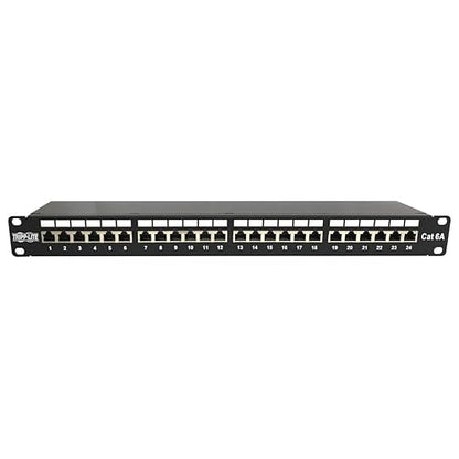 Tripp Lite 24-Port Cat6a Shielded Patch Panel, RJ45, 10 Gbps, STP, 110 Punch Down, 1U Rackmount Standard 19-inch, TAA Compliant, (N252-024-6A-SH)