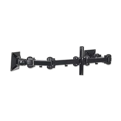 Manhattan Dual Monitor Stand Mount with Double-Link Swing Arms - Supports Two 13 In to 24 Inch Computer Screens up to 13 lbs., 180 Tilt / 180 Rotation, Clamp Mounting, Black - 420808