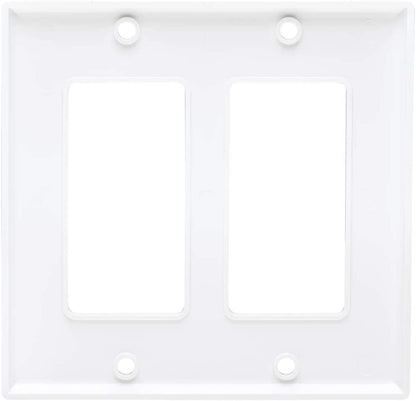 Tripp Lite Double Gang Wall Plate, 2-Gang Decora Style Face Plate, Device Plate Cover, Vertical, White (N042-100-WH) Double-Gang Face Plate