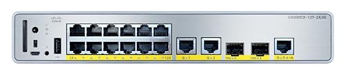 Cisco Catalyst C9200CX-12T-2X2G Ethernet Switch - 12 Ports - Manageable - Gigabit Ethernet, 10 Gigabit Ethernet - 1000Base-T, 10GBase-X - 3 Layer Supported - Modular - Twisted Pair, Optical Fiber - Rack-mountable, DIN Rail Mountable, Wall Mountable