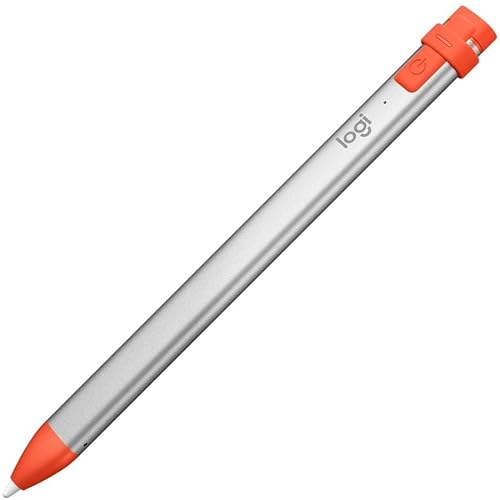 Logitech Crayon Stylus - Capacitive Touchscreen Type Supported - Replaceable Stylus Tip - Aluminum, Silicone Rubber - Gray - Tablet Device Supported