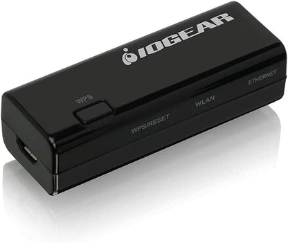 IOGEAR Universal Ethernet to Wi-Fi N Adapter - Speeds of up to 300Mbps on 2.4GHz - Push-button Wi-Fi Protected Setup (WPS) - Supports WEP, WPA, WPA2, TKIP and AES encryption - GWU637