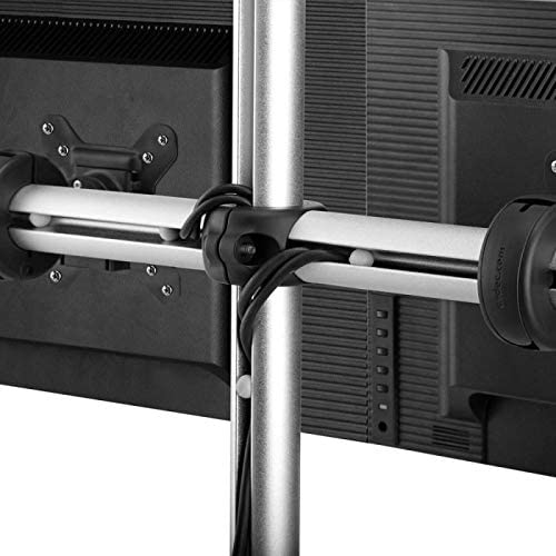 Atdec VFS-DH Dual Freestanding Horizontal Desk Monitor Mount (Supports two displays horizontally up to 27?) with horizontal or vertical orientation, swivelling heads and QuickShift mechanism, Silver,Polished Silver