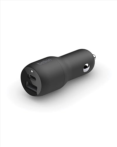 Belkin 37 Watt Dual USB Car Charger - Power Delivery 25W USB C Port & 12W USB A Port for PPS Charging Apple iPhone 14, 14 Pro, 14 Pro Max, iPhone 13, Samsung Galaxy, AirPods & More Dual USB-A & C 37W