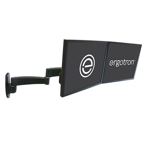 Ergotron – 200 Series Dual Monitor Arm, VESA Wall Mount – for 2 Monitors Up to 22 Inches, 0 to 13 lbs Each – Black