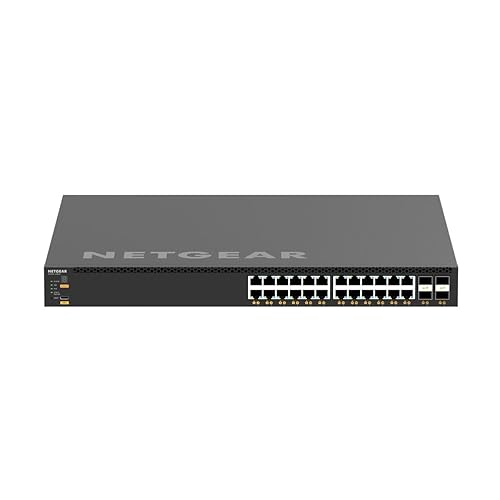 Netgear AV Line M4350-24X4V Ethernet Switch - 24 Ports - Manageable - 25 Gigabit Ethernet - 10GBase-X, 25GBase-X, 10GBase-T, 5GBase-T, 2.5GBase-T, 10/100/1000Base-T - 3 Layer Supported - Modular - 880 W Power Consumption