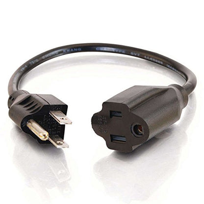 C2G 29930 16 AWG Short Extension Power Cord, 4 Feet (1.21 Meters), Black 4ft
