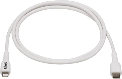 Tripp Lite USB C to Lightning Sync/Charge Cable, 3.3 feet / 1 Meter, White MFI Certified M/M (M102-01M-WH)