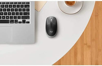 Logitech M190 Full-Size Wireless Mouse - Full-Size Mouse - Optical - Wireless - Radio Frequency - 2.40 GHz - Charcoal - USB - 1000 dpi - Scroll Wheel - 3 Button(s)
