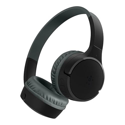 Belkin SoundForm Children's Mini Wireless Headphones with Built-in Microphone and Fun Sticker 30 Hours Playback - Study Holidays on Ear Headphones for iPhone, iPad, Galaxy, Black