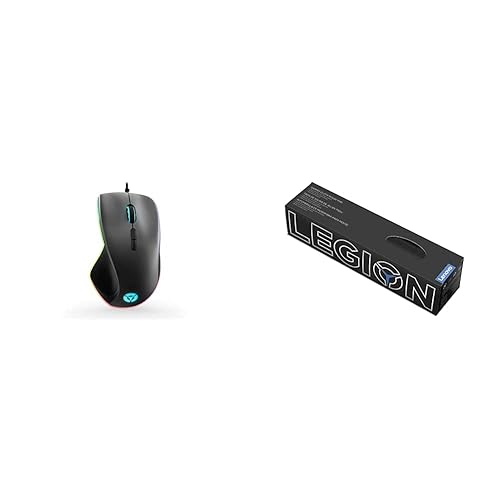 Lenovo Legion M500 RGB Gaming Mouse, Up to 16000 DPI 50G 400Ips, 7 Programmable Buttons, 3 Zone 16.8Milion Colors RGB, 10G Optional Magnet Weight, 3 Onboard Profile & Legion Gaming Mouse Mat