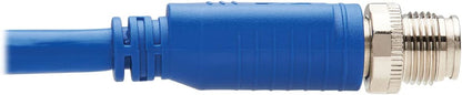 Tripp Lite M12 X-Code Cat6a Shielded Ethernet Cable, Right-Angle M12 Cable, 10G F/UTP CMR-LP (M/M), Industrial IP68, 60W PoE, Blue, 16.4 Feet / 5M, Lifetime Manufacturer's Warranty (NM12-6A3-05M-BL) Right-Angle M12 16.4 ft / 5M