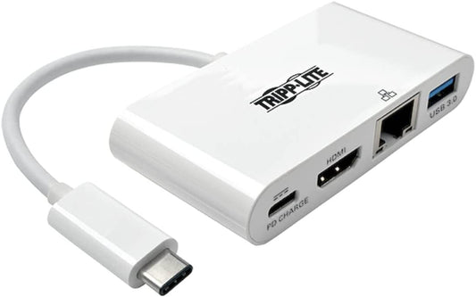 Tripp Lite USB C to HDMI Multiport Video Adapter Converter 1080p w/ USB-A Hub, USB-C PD Charging, Gigabit Ethernet Port (Gbe), Thunderbolt 3 Compatible, USB Type C, USB Type-C (U444-06N-HGU-C) HDMI, Charging Port, Hub + GbE