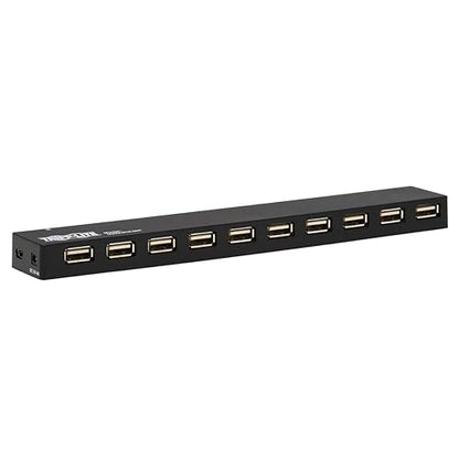 Tripp Lite 10-Port USB-A Hub - USB 2.0, Up to 480 Megabytes per Second, Plug-and-Play No Software, International Plug Adapters for North America, UK, EU, & Australia - 3-Year Warranty (U223-010-INT) 10-Port, USB 2.0