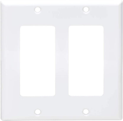 Tripp Lite Double Gang Wall Plate, 2-Gang Decora Style Face Plate, Device Plate Cover, Vertical, White (N042-100-WH) Double-Gang Face Plate