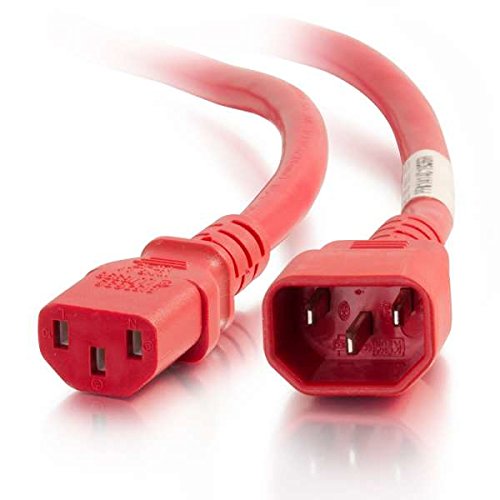 C2G 17487 18 AWG Power Cord - IEC320C14 to IEC320C13, Red (3 Feet, 0.91 Meters) C14 to C13 18/3 3 Feet Red