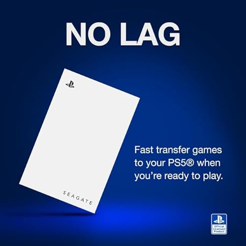 Seagate Game Drive for PS5 External SSD 2TB Solid State Drive - USB 3.2 Officially Licensed White with Blue LED Lighting (STMH2000100)