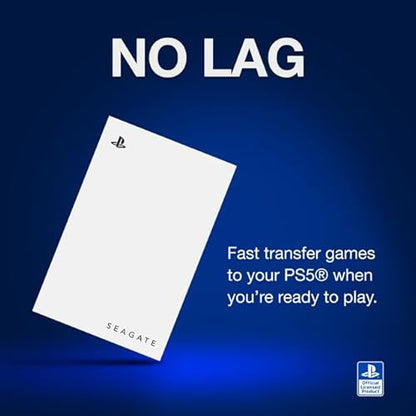 Seagate Game Drive for PS5 External SSD 2TB Solid State Drive - USB 3.2 Officially Licensed White with Blue LED Lighting (STMH2000100)