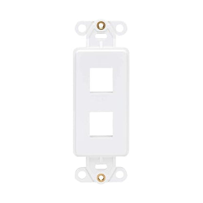 Tripp Lite Decora Wall Plate Insert, Decorative Center Plate, Vertical 2 Port Keystone Jack, White (N042D-002V-WH) Center Plate 2 Ports