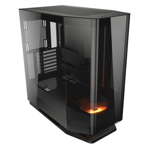 COUGAR FV270 MidTower E-ATX Case, 420mm GPU Supported,Build-in ARGB PWM Fans,Breathe Streams,Prism of Light,Filter Guard, Tool-Less Bracket, Center Stage,Cable Management (Non-RGB, Black) Black Non-RGB