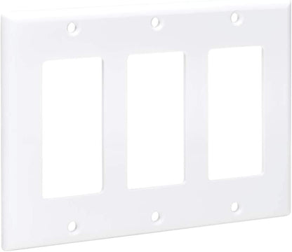 Tripp Lite Triple Gang Wall Plate, 3-Gang Decora Style Face Plate, Device Plate Cover, Vertical, White (N042-100-WH) Triple-Gang Face Plate