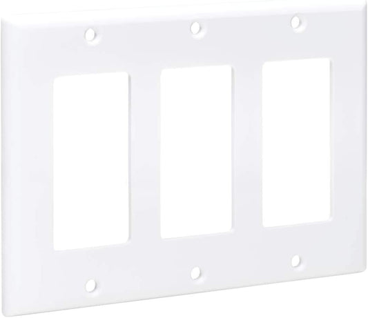 Tripp Lite Triple Gang Wall Plate, 3-Gang Decora Style Face Plate, Device Plate Cover, Vertical, White (N042-100-WH) Triple-Gang Face Plate