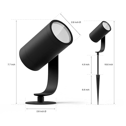 Philips Hue Lily White & Color Outdoor Spot Light Base kit (Hue Hub required), 3 Spot Lights with power supply + mount, Works with Alexa, HomeKit & Google Assistant