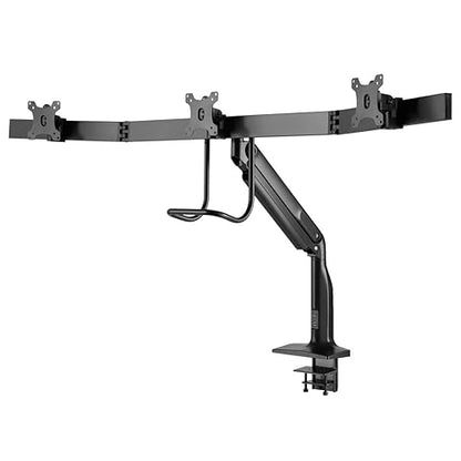 TRIPP LITE DMPDT1732AM Safe-IT Precision-Placement Triple 17-32 inch Monitor Desktop Mount, 90-Degree Rotation, Cable Management Space, VESA-Compliant, 5-Year Warranty, 65.2"x23.5"x34.9", Black