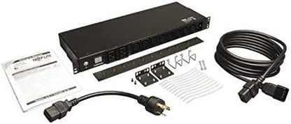 Tripp Lite Metered PDU, 10 Outlets (8 C13, 2 C19), 200-240V, C20/L6-20P Adapter, 3.2-3.8kW, 12 ft. Cord, 1U Rack-Mount Single-Phase PDU, TAA (PDUMH20HV)