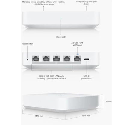 Ubiquiti Gateway Max Router - 4 Ports - 4 RJ-45 Port(s) - 1 WAN Port(s) - Slots2 GB - 2.5 Gigabit Ethernet