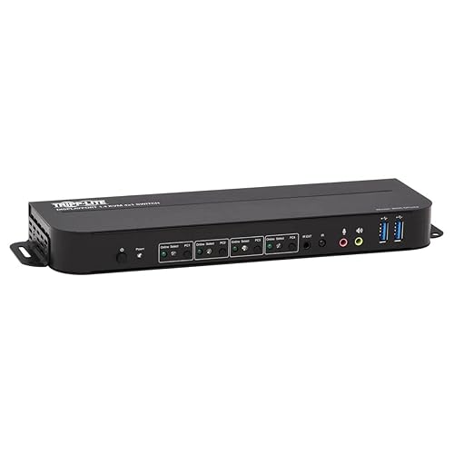 Tripp Lite 4 Port DisplayPort USB KVM Switch, Quad Port DP USB KVM Switch, 4K 60 Hz, HDR, HDCP 2.2, DP 1.4, USB 3.0 Cables, Black (B005-DPUA4) 4-Port DisplayPort