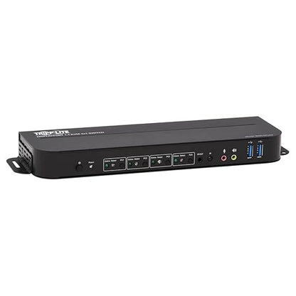 Tripp Lite 4 Port DisplayPort USB KVM Switch, Quad Port DP USB KVM Switch, 4K 60 Hz, HDR, HDCP 2.2, DP 1.4, USB 3.0 Cables, Black (B005-DPUA4) 4-Port DisplayPort