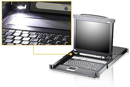 ATEN CL5708N Slideaway 8-Port PS/2 USB VGA KVM Switch with 19" LCD, Daisy-Chain Port, and USB Peripheral Support