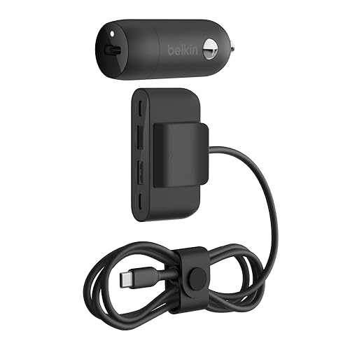 Belkin Boost?Charge™ 30W Fast Car Charger, USB-C Power Delivery Port, 4-Port USB Power Extender, Universal Compatibility for iPhone 16, Galaxy S25, Note Series, Nintendo Switch 2 and More - Black