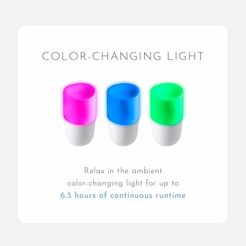 Ellia Soothe Ultrasonic Essential Oil Aromatherapy Diffuser | 6.5hrs Continuous & 13hrs Intermittent Runtime, Gentle Color-Changing Glow (ARM-310WT), White One Size White