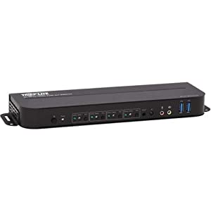 Tripp Lite 4 Port HDMI/USB KVM Switch, Four Port HDMI/USB KVM Switch, 4K 60 Hz, HDR, HDCP 2.2, IR, USB Sharing, USB 3.0 Cables, Black (B005-HUA4) 4-Port HDMI